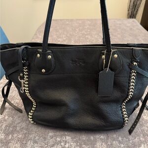Coach Black Leather Tote Bag